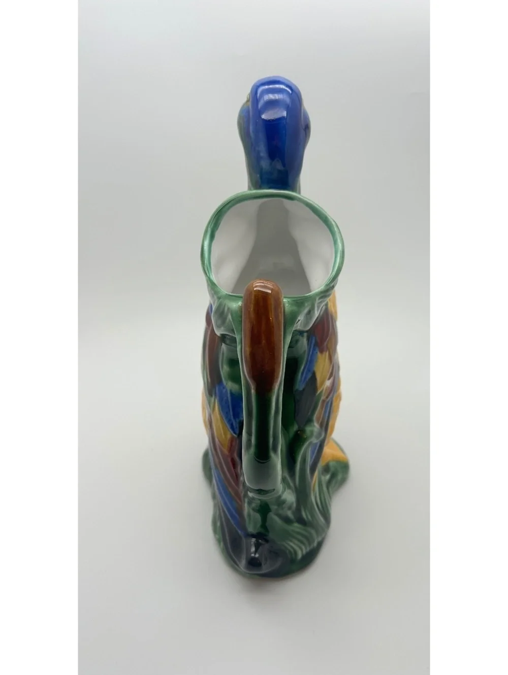 Vintage Ceramic Duck Pitcher by MCM Portuguese Artist F. Mendes
